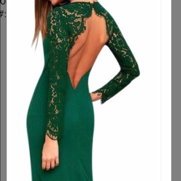 Lulus Green lace party evening gown - Picture 2 of 8